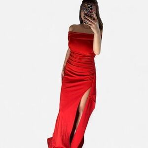 Elegant Bodycon Off Shoulder High Split Ruched Long Formal Evening Dress